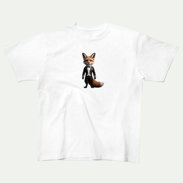 タキシードのキツネのTシャツ
